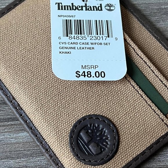 Timberland Khaki Canvas Card Case With Key Fob Ring Wallet NP0439/67 Gift Set - Picture 5 of 8